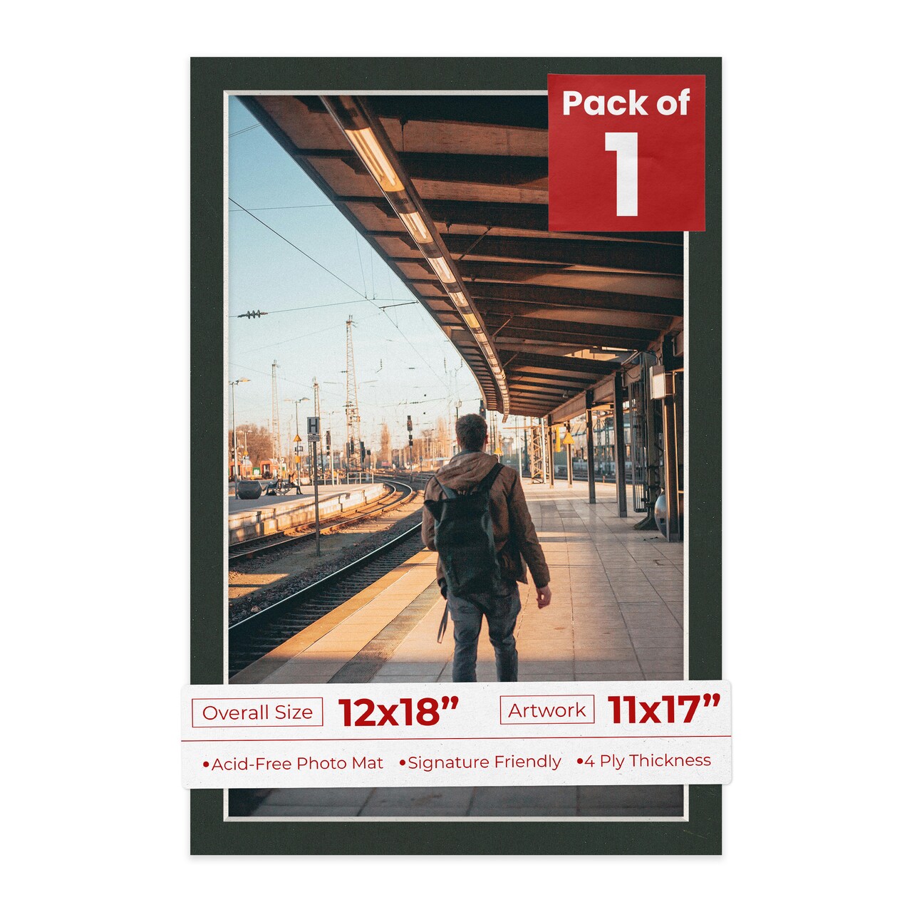 Textured Black Mat Board for 12x18 Frames - Fits 11x17 Photos